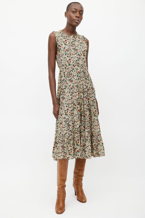 Dôen Beige 
Multi Floral Print Maxi Dress