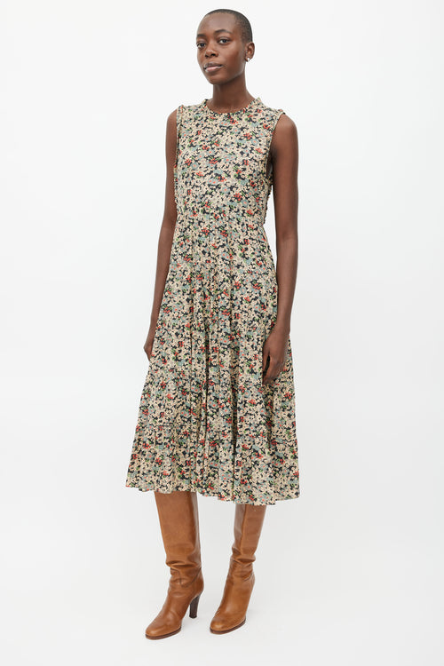 Dôen Beige 
Multi Floral Print Maxi Dress