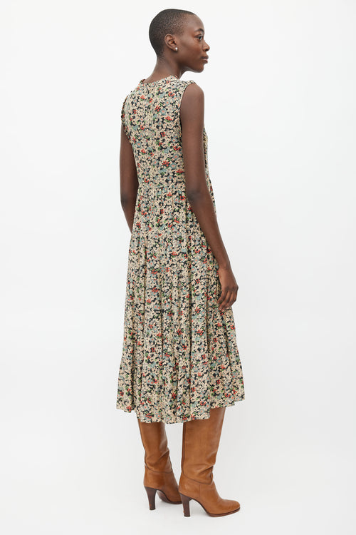 Dôen Beige 
Multi Floral Print Maxi Dress