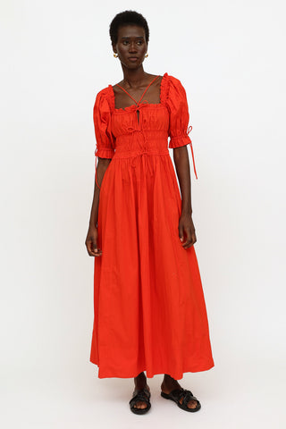 Dôen Red Souvenir Cotton Maxi Dress