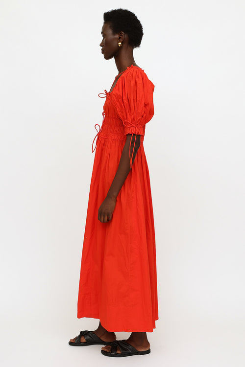 Dôen Red Souvenir Cotton Maxi Dress