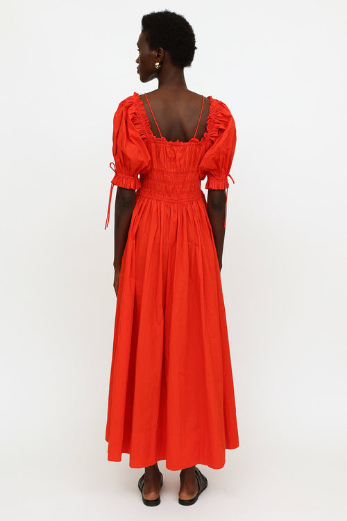 Dôen Red Souvenir Cotton Maxi Dress