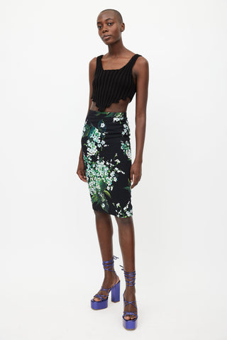 Dolce 
Gabbana Black 
Multicolour Floral Skirt