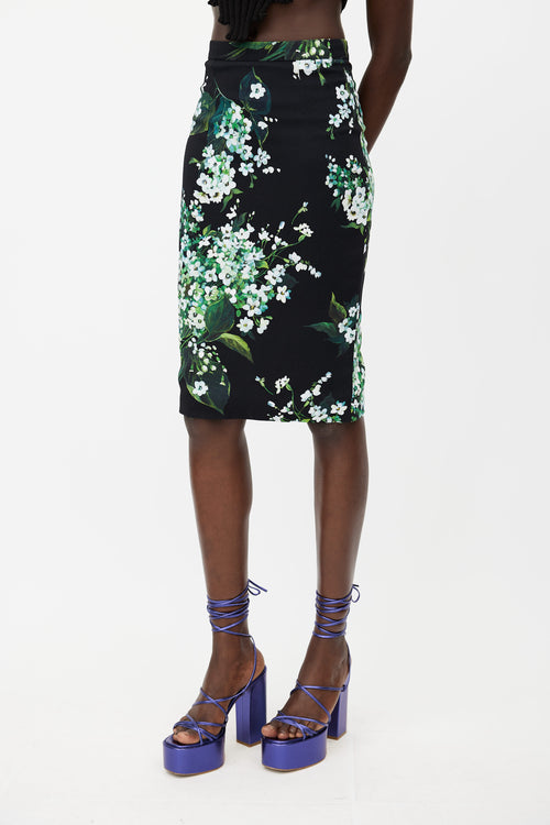 Dolce 
Gabbana Black 
Multicolour Floral Skirt