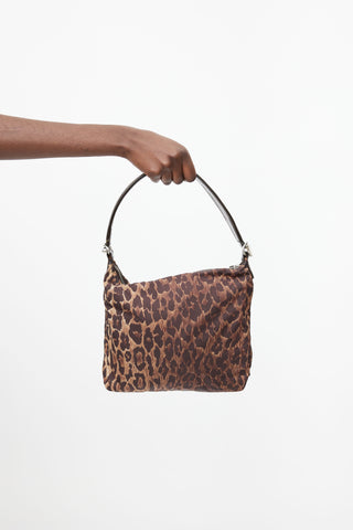 Dolce 
Gabbana Brown Print Nylon Shoulder Bag