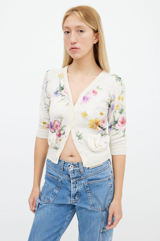 Dolce 
Gabbana Cream 
Multi Floral Cardigan