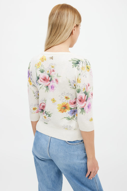 Dolce 
Gabbana Cream 
Multi Floral Cardigan