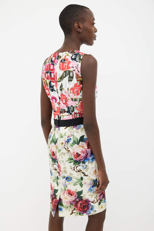 Dolce 
Gabbana Multi Print Belted Shift Sleeveless Dress