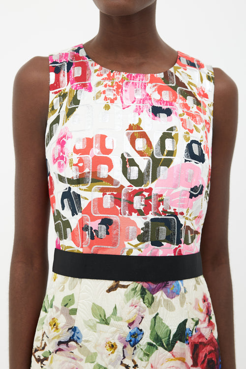 Dolce 
Gabbana Multi Print Belted Shift Sleeveless Dress