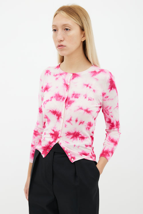 Dolce 
Gabbana Pink Silk Tie-Dye Button-Up Cardigan