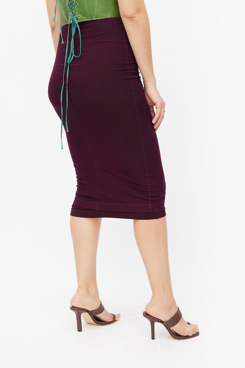 Dolce 
Gabbana Purple Mesh Pencil Skirt