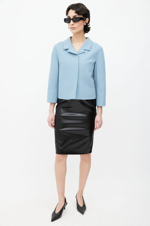 Dolce 
Gabbana Blue Wool Cropped Blazer