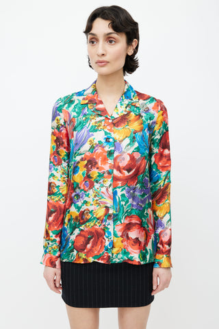 Dolce 
Gabbana Multicolour Silk Floral  Shirt