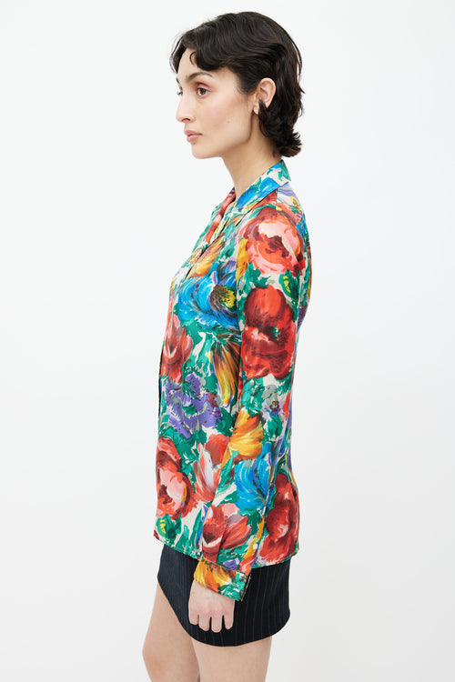 Dolce 
Gabbana Multicolour Silk Floral  Shirt