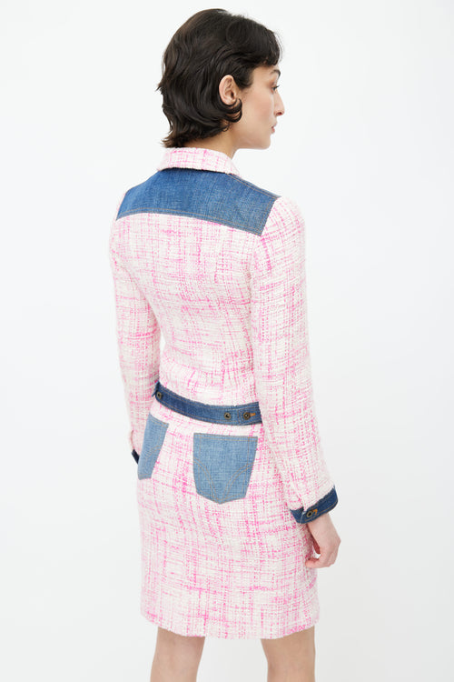 Dolce 
Gabbana Pink Tweed 
Denim Skirt Suit