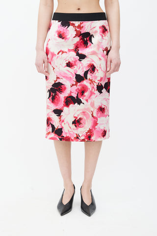 Dolce 
Gabbana Pink 
Cream Floral Pencil Skirt