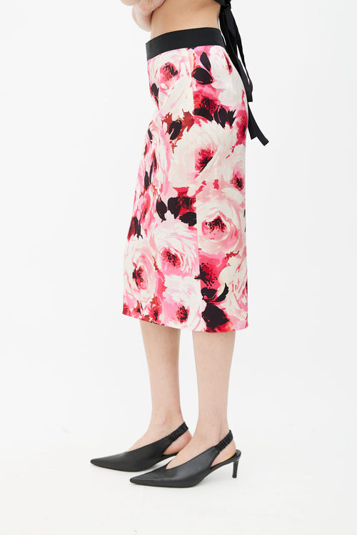 Dolce 
Gabbana Pink 
Cream Floral Pencil Skirt