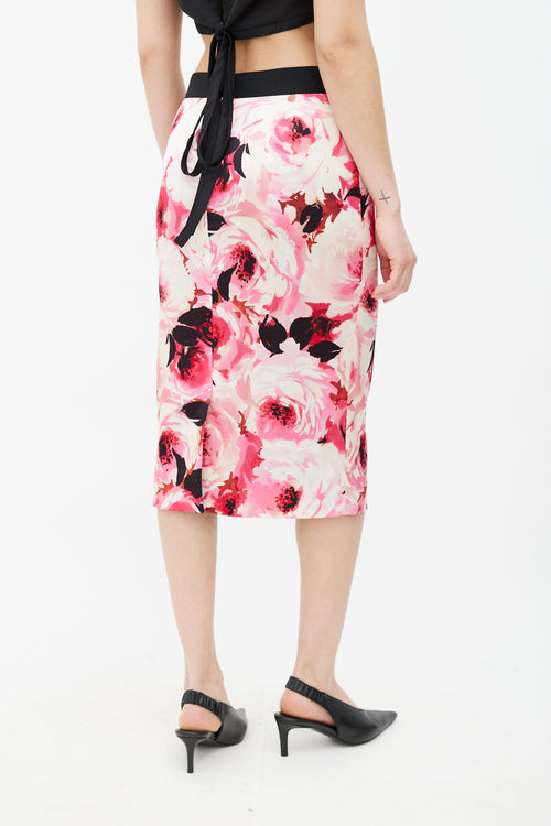 Dolce 
Gabbana Pink 
Cream Floral Pencil Skirt