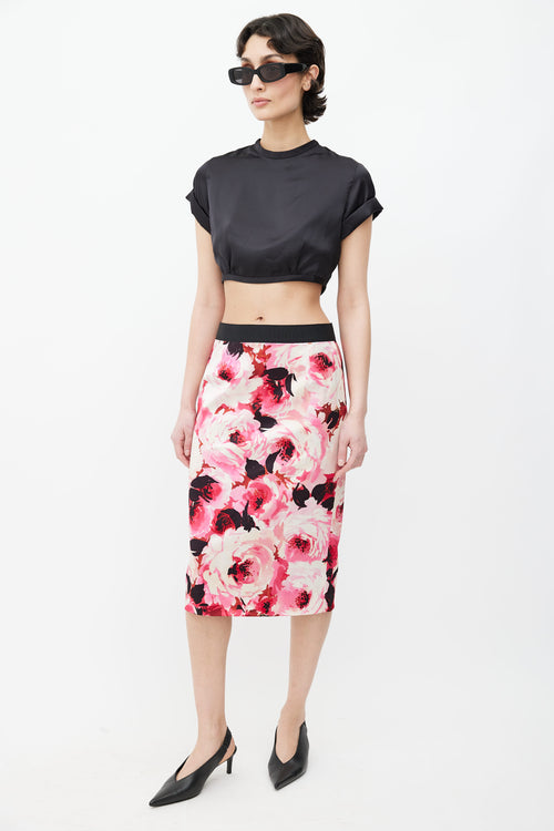 Dolce 
Gabbana Pink 
Cream Floral Pencil Skirt