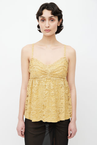 Dolce 
Gabbana Yellow Lace Babydoll Top