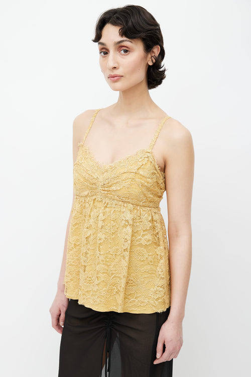 Dolce 
Gabbana Yellow Lace Babydoll Top