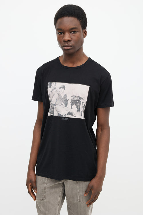 Dolce 
Gabbana Black Cotton 
Beige Al Pacino Graphic Print T-Shirt