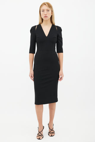 Dolce 
Gabbana Black V-Neck Cut-Out Midi Dress