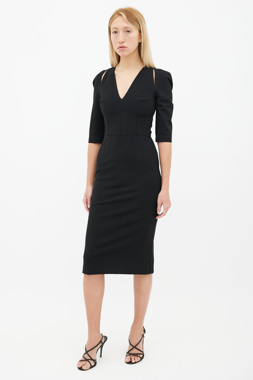 Dolce 
Gabbana Black V-Neck Cut-Out Midi Dress