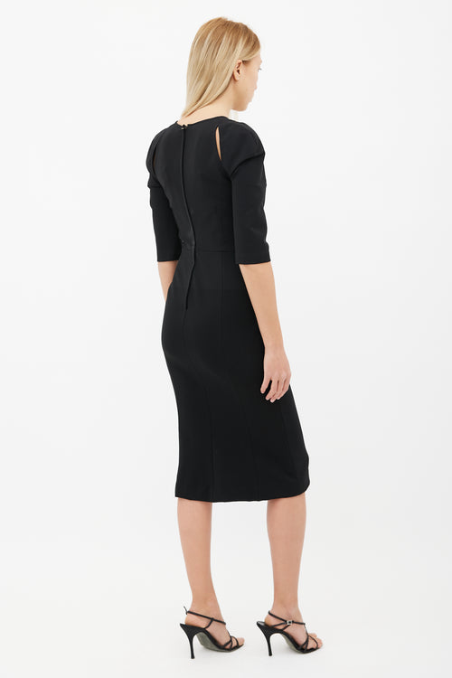 Dolce 
Gabbana Black V-Neck Cut-Out Midi Dress