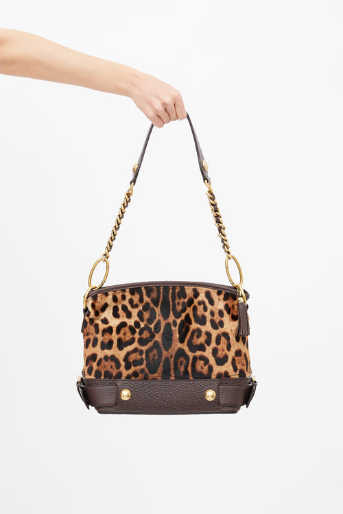 Dolce 
Gabbana Brown Leather 
Textured Print Bag