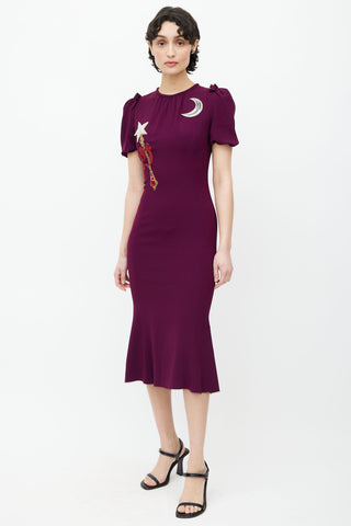 Dolce 
Gabbana Burgundy Sequin Embellished Midi Dress