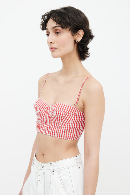 Dolce 
Gabbana Red 
White Gingham Pattern Bralette Top