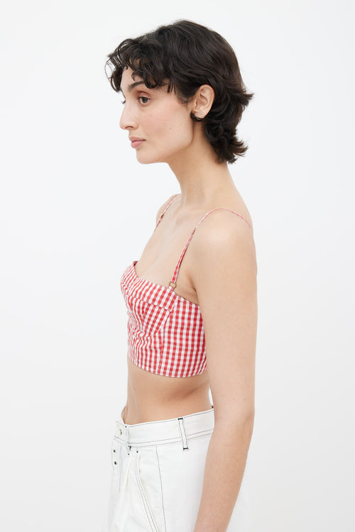 Dolce 
Gabbana Red 
White Gingham Pattern Bralette Top