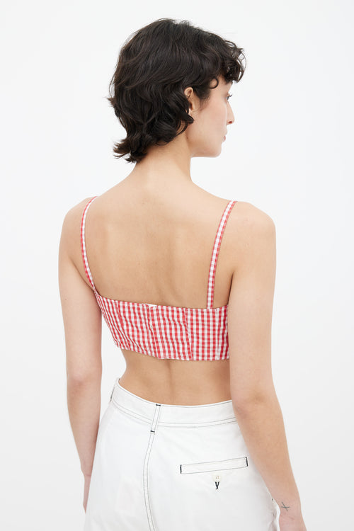 Dolce 
Gabbana Red 
White Gingham Pattern Bralette Top