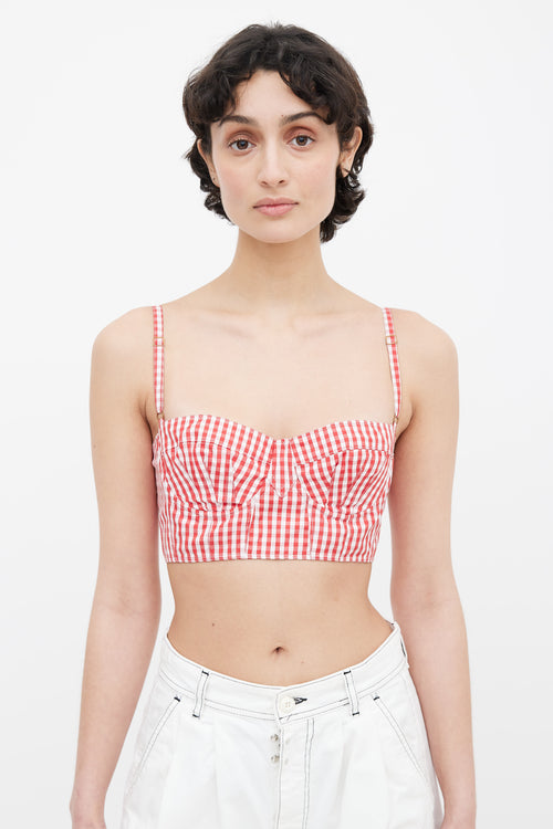 Dolce 
Gabbana Red 
White Gingham Pattern Bralette Top