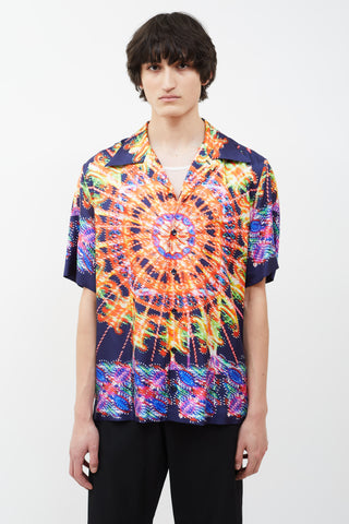 Dolce 
Gabbana SS22 Navy Silk Light Therapy Print Shirt