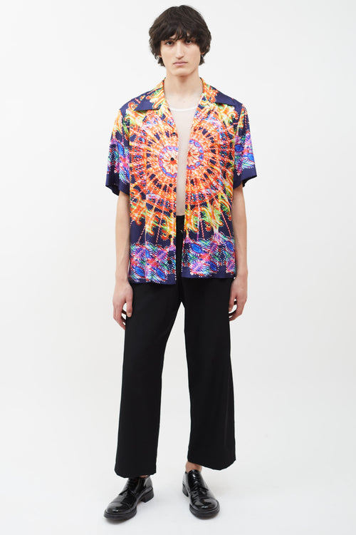 Dolce 
Gabbana SS22 Navy Silk Light Therapy Print Shirt