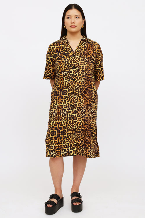 Dries Van Noten Brown Printed Dress