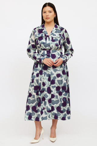 Dries Van Noten Blue 
Purple Print Dress