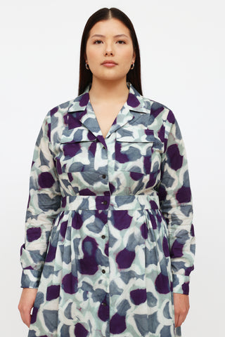 Dries Van Noten Blue 
Purple Print Dress