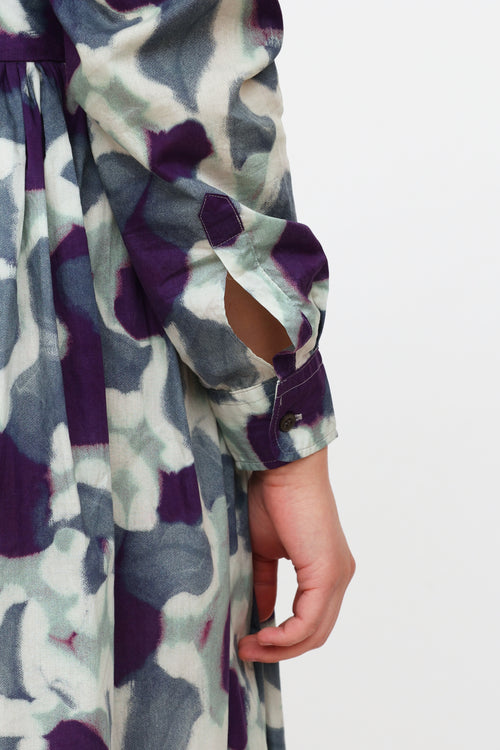 Dries Van Noten Blue 
Purple Print Dress