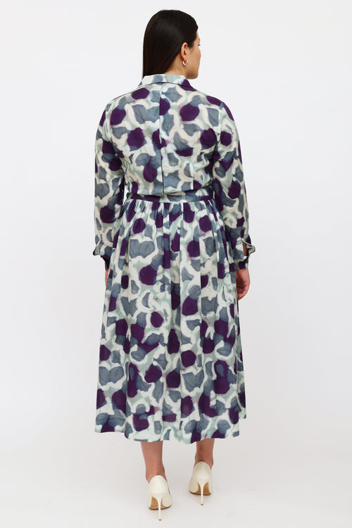 Dries Van Noten Blue 
Purple Print Dress