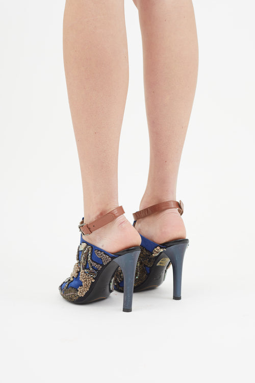 Dries Van Noten Blue 
Grey Sequin Embellished Heel