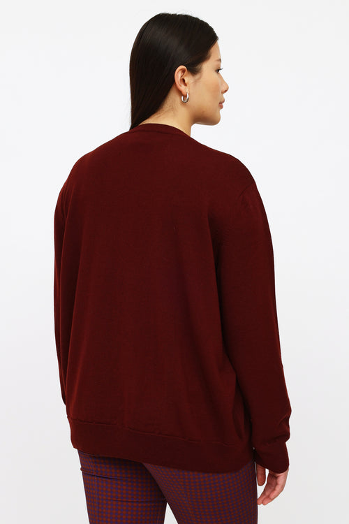 Dries Van Noten Burgundy Button Cardigan