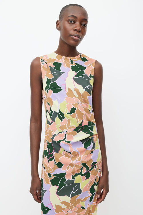 Dries Van Noten Multi Floral Print Midi Dress