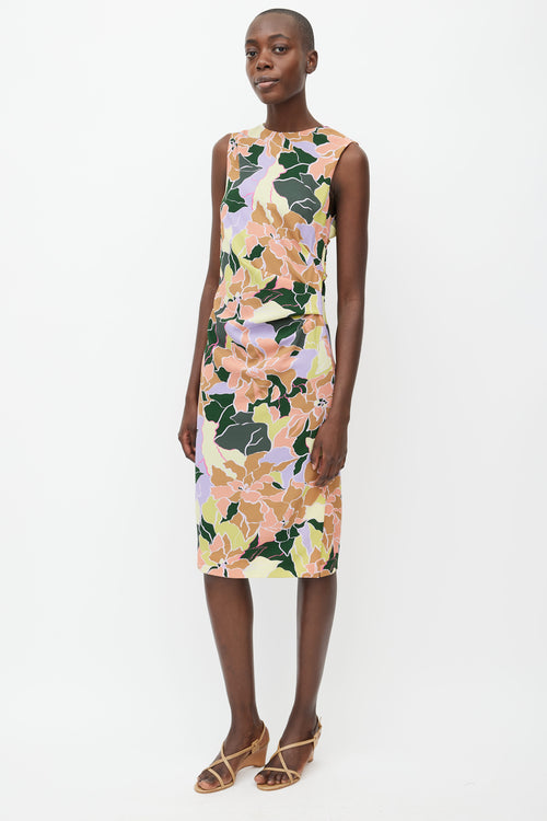 Dries Van Noten Multi Floral Print Midi Dress