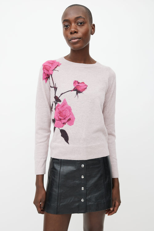 Dries Van Noten Pink 
Purple Floral Sweater