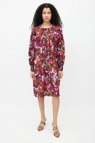 Dries Van Noten Purple 
Multi Floral Tent Dress