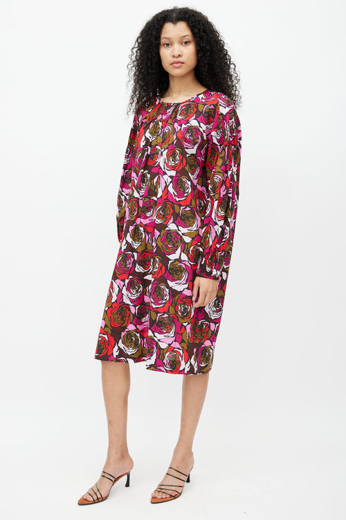 Dries Van Noten Purple 
Multi Floral Tent Dress