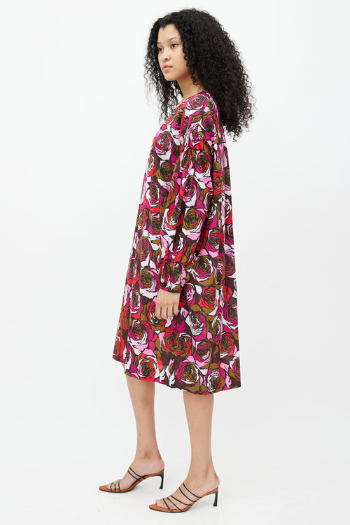 Dries Van Noten Purple 
Multi Floral Tent Dress